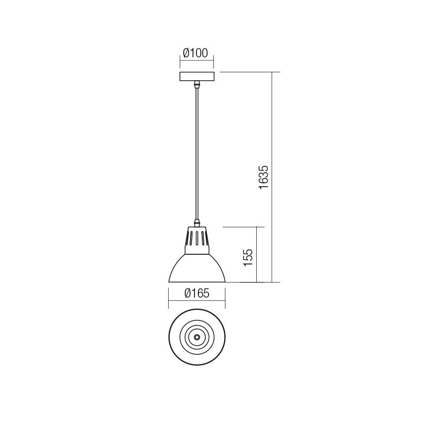 Redo 01-1279 - PEEP-riippuvalaisin vaijerilla 1xE27/42W/230V Ø 16,5 cm musta