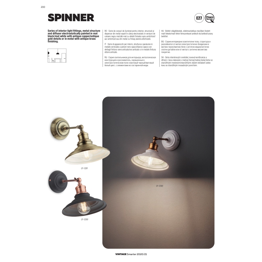Redo 01-1293 - Kattokruunu narulla SPINNER 1xE27/42W/230V