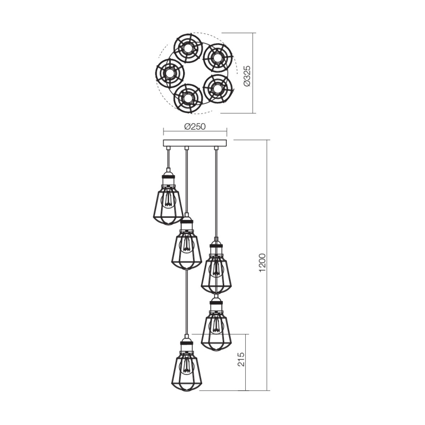 Redo 01-1303 - Kattokruunu narulla THARU 5xE27/42W/230V