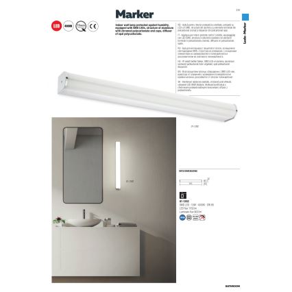Redo 01-1392 - LED-seinävalaisin kylpyhuoneeseen MARKER LED/10W/230V IP44