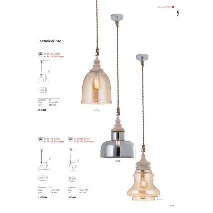 Redo 01-1399 - Kattokruunu narulla KASHI 1xE27/42W/230V