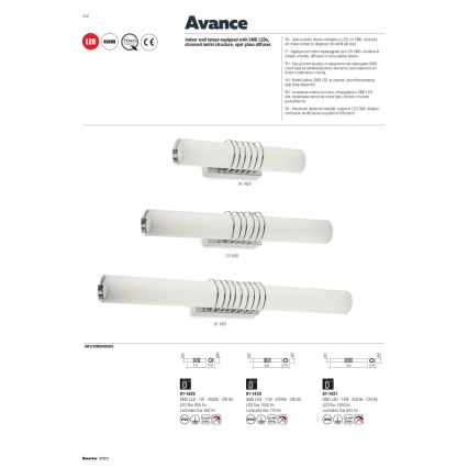 Redo 01-1431 - LED-seinävalaisin AVANCE LED/14W/230V 63 cm valkoinen
