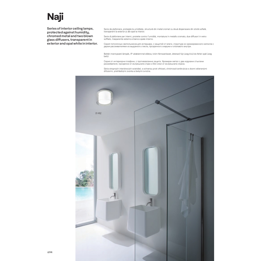 Redo 01-1453 - LED-kattovalaisin kylpyhuoneeseen NAJI LED/12W/230V halkaisija 30 cm IP44
