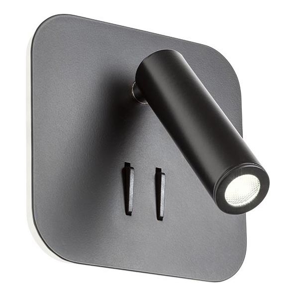 Redo 01-1492 - LED-seinävalaisin QUDA LED/6W/230V + LED/3W CRI 90 USB musta