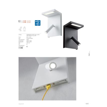 Redo 01-1500 - LED-seinävalaisin AGOS LED/6W/230V + LED/3,2W USB musta