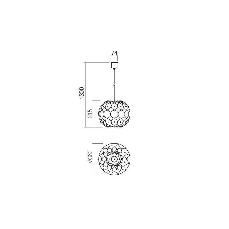 Redo 01-1508 - Kattokruunu johdossa ODEON 1xE27/42W/230V halkaisija 36 cm kulta