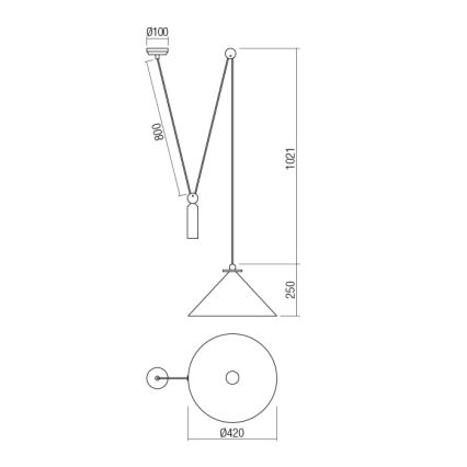Redo 01-1546 - Kattokruunu johdossa KALIMBA 1xE27/42W/230V halkaisija 42 cm hämähäkki musta
