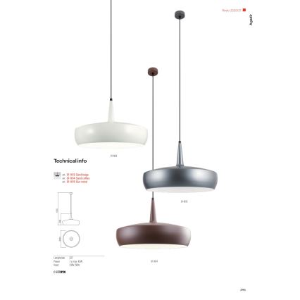 Redo 01-1615 - Kattokruunu narulla AGADIR 1xE27/42W/230V