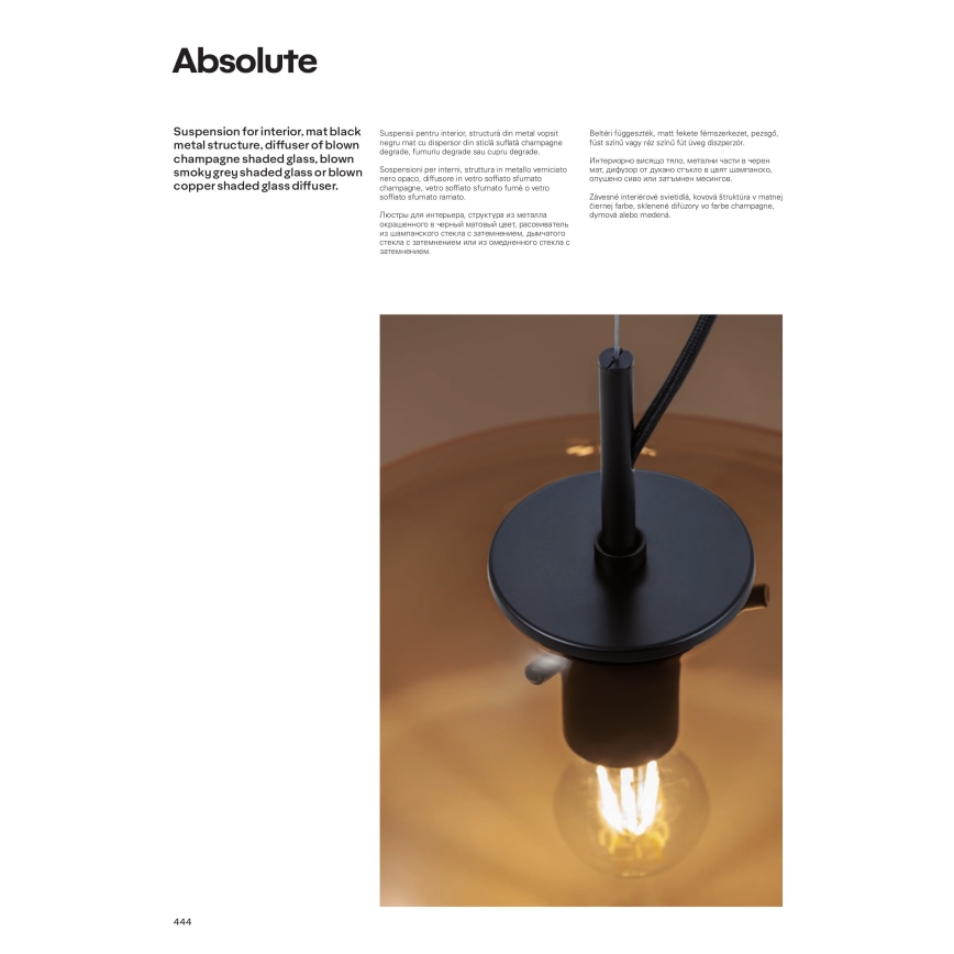 Redo 01-1619 - Kattokruunu johdossa ABSOLUTE 1xE27/42W/230V harmaa