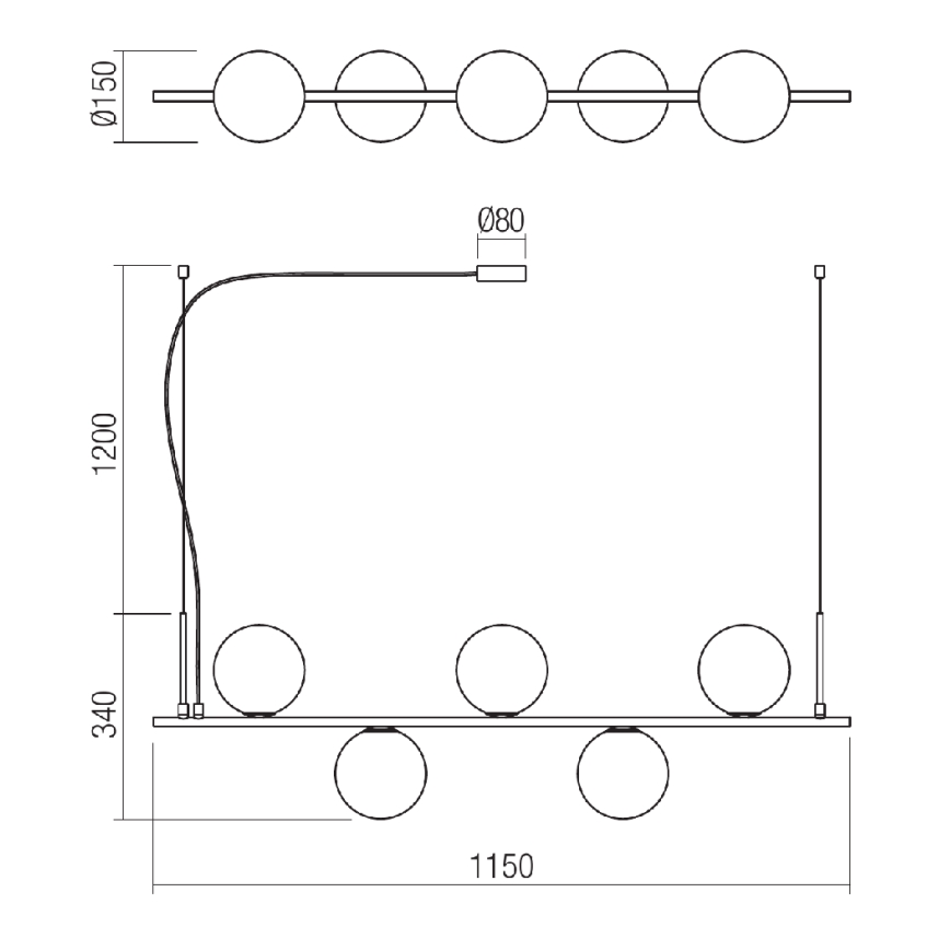 Redo 01-1635 - Kattokruunu narulla TALIS 5xE14/28W/230V