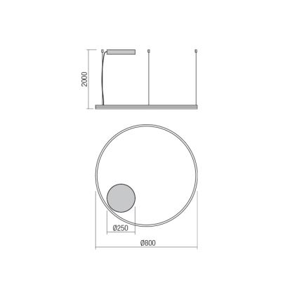 Redo 01-1713 - LED-himmennettävä riippuvalaisin ORBIT LED/55W/230V pronssi