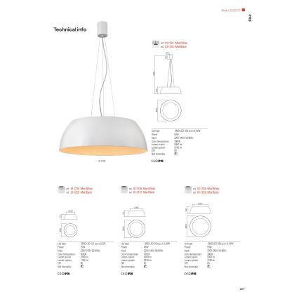 Redo 01-1732 - LED-kattokruunu johdossa BLAIR LED/55W/230V 3000K valkoinen