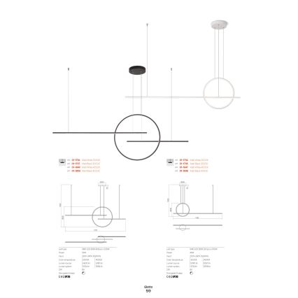 Redo 01-1734 - Himmennettävä LED-kattokruunu johdossa GIOTTO LED/46W/230V valkoinen