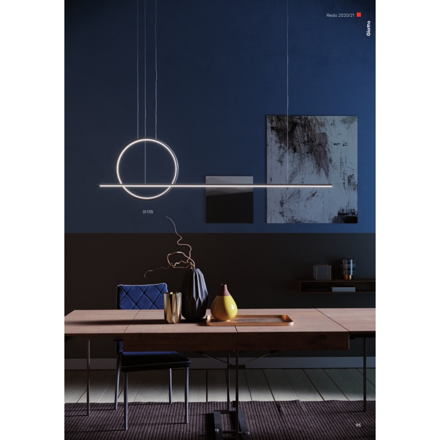Redo 01-1735 - Himmennettävä LED-kattokruunu johdossa GIOTTO LED/46W/230V musta