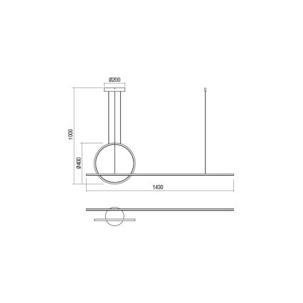 Redo 01-1735 - Himmennettävä LED-kattokruunu johdossa GIOTTO LED/46W/230V musta