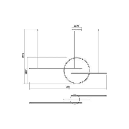 Redo 01-1737 - Himmennettävä LED-kattokruunu johdossa GIOTTO LED/56W/230V musta