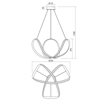 Redo 01-1784 - Himmennettävä LED-kattokruunu johdossa NUCLEO LED/55W/230V valkoinen
