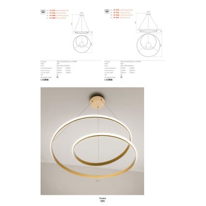 Redo 01-1790 - Himmennettävä LED-seinävalaisin TORSION LED/27W/230V pronssi