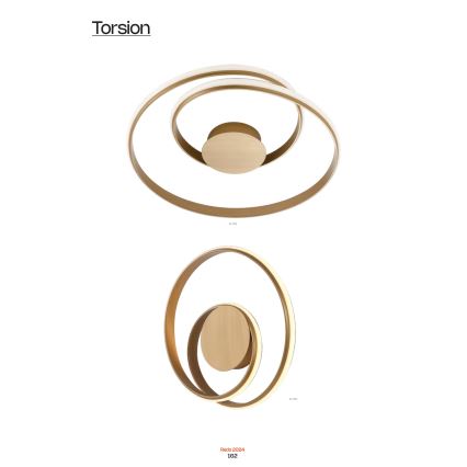 Redo 01-1790 - himmennettävä LED-seinävalaisin TORSION LED/27W/230V halkaisija 40 cm pronssi