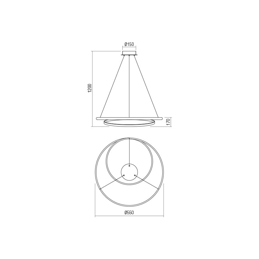 Redo 01-1793 - Himmennettävä LED-kattokruunu johdossa TORSION LED/29W/230V halkaisija 55 cm valkoinen