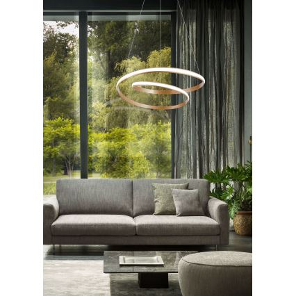 Redo 01-1794 - Himmennettävä LED-kattokruunu johdossa TORSION LED/29W/230V halkaisija 55 cm pronssi