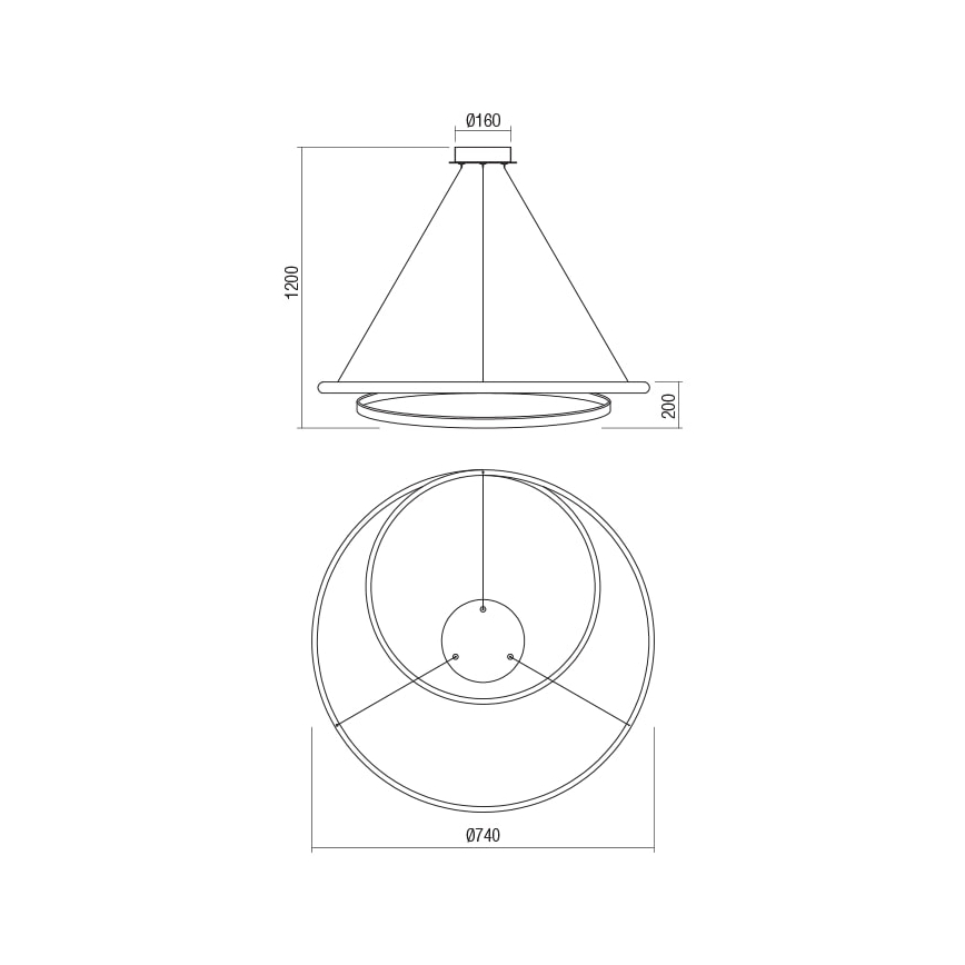 Redo 01-1795 - Himmennettävä LED-kattokruunu johdossa TORSION LED/40W/230V halkaisija 74 cm valkoinen