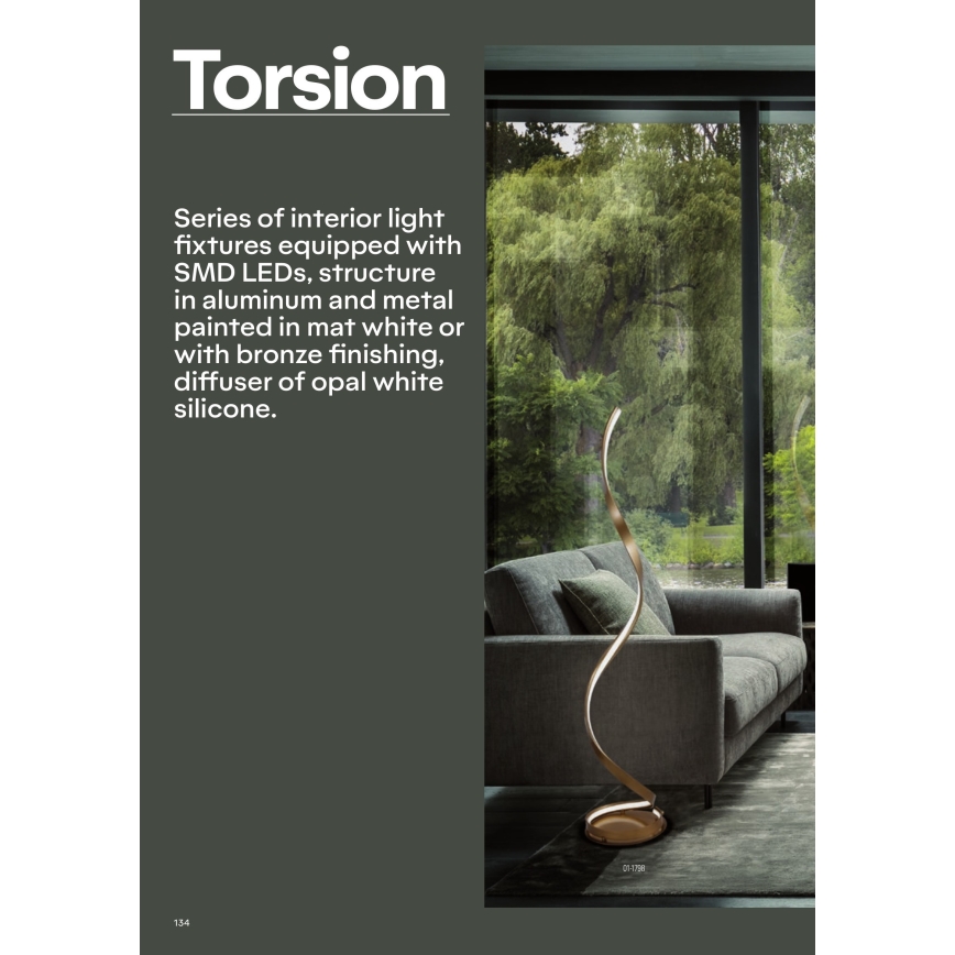 Redo 01-1797 - LED himennettävä lattiavalaisin TORSION LED/24W/230V valkoinen