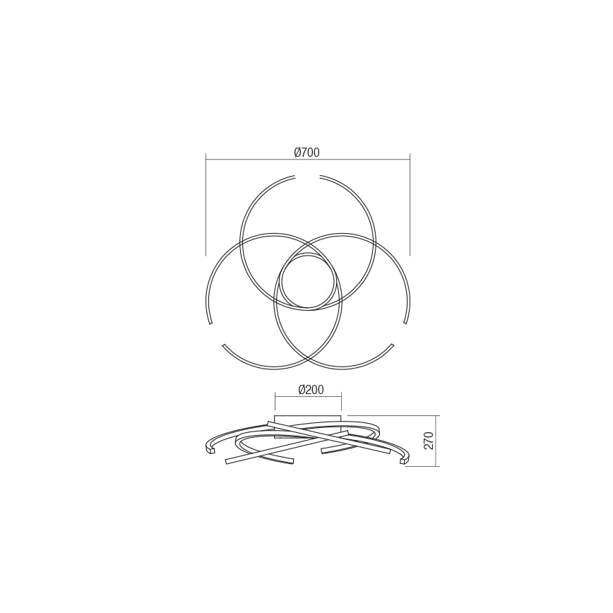 Redo 01-1801 - Himmennettävä LED-kattovalaisin ALIEN LED/60W/230V 3000K halkaisija 70 cm valkoinen