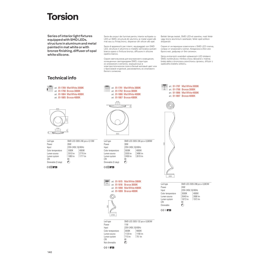 Redo 01-1815 - LED-pöytävalaisin TORSION LED/11W/230V 3000K valkoinen