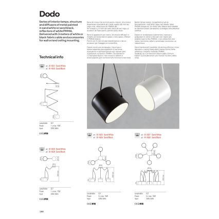 Redo 01-1826 - Kattokruunu johdossa DODO 3xE27/15W/230V hämähäkki