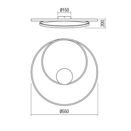 Redo 01-1887 - Himennettävä LED-kattovalaisin TORSION LED/29W/230V 4000K Ø 55 cm pronssinvärinen