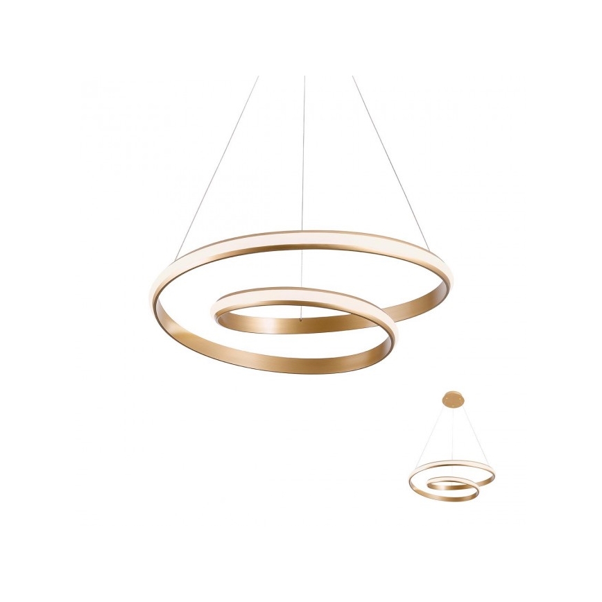 Redo 01-1889 - LED-himmennettävä riippuvalaisin vaijerilla TORSION LED/29W/230V halkaisija 55 cm pronssinvärinen