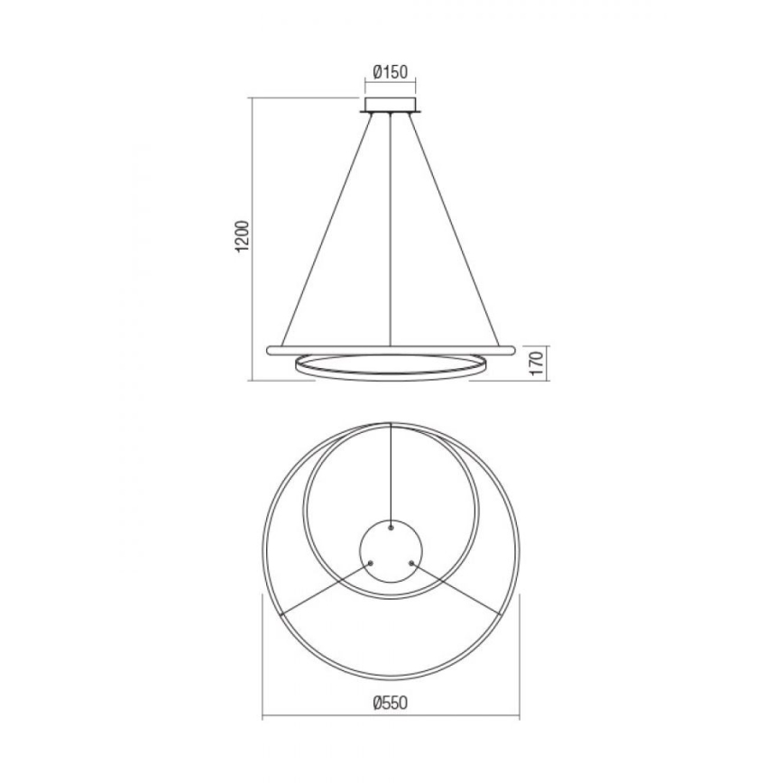Redo 01-1889 - LED-himmennettävä riippuvalaisin vaijerilla TORSION LED/29W/230V halkaisija 55 cm pronssinvärinen