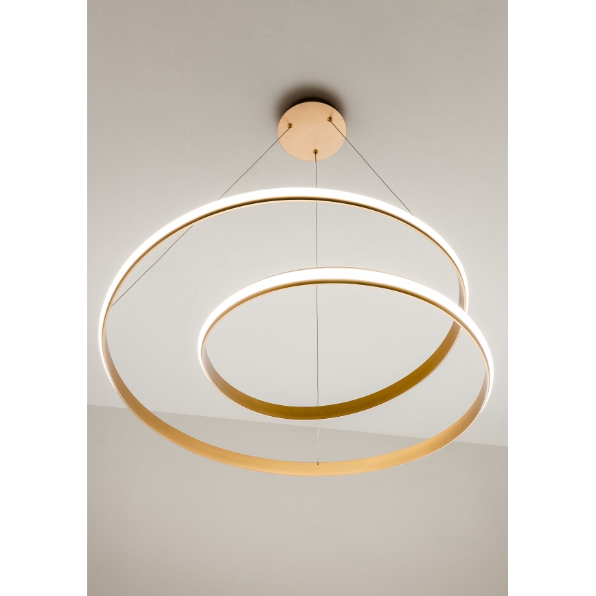 Redo 01-1889 - LED-himennettävä riippuvalaisin vaijerilla TORSION LED/29W/230V 4000K halkaisija 55 cm pronssinvärinen