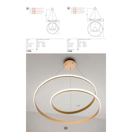 Redo 01-1890 - himmennettävä LED-riippuvalaisin ripustuskaapelilla TORSION LED/35W/230V 4000K halkaisija 75 cm valkoinen