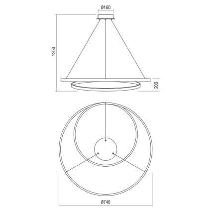 Redo 01-1890 - himmennettävä LED-riippuvalaisin ripustuskaapelilla TORSION LED/35W/230V 4000K halkaisija 75 cm valkoinen