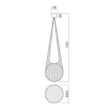 Redo 01-1974 - LED-kattokruunu johdossa ALLURIA 1xE27/10W/230V halkaisija 40 cm