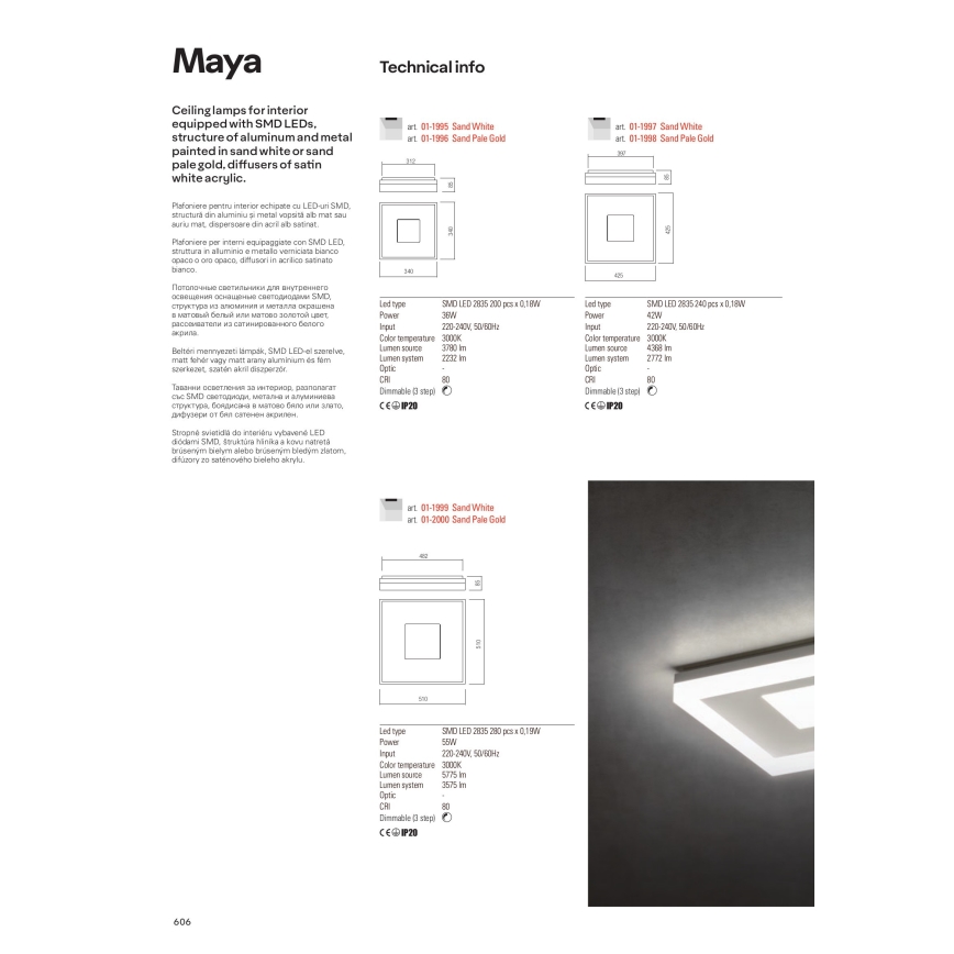Redo 01-2004 - Himmennettävä LED-kattovalaisin MAYA LED/75W/230V, halkaisija 60 cm, kultainen