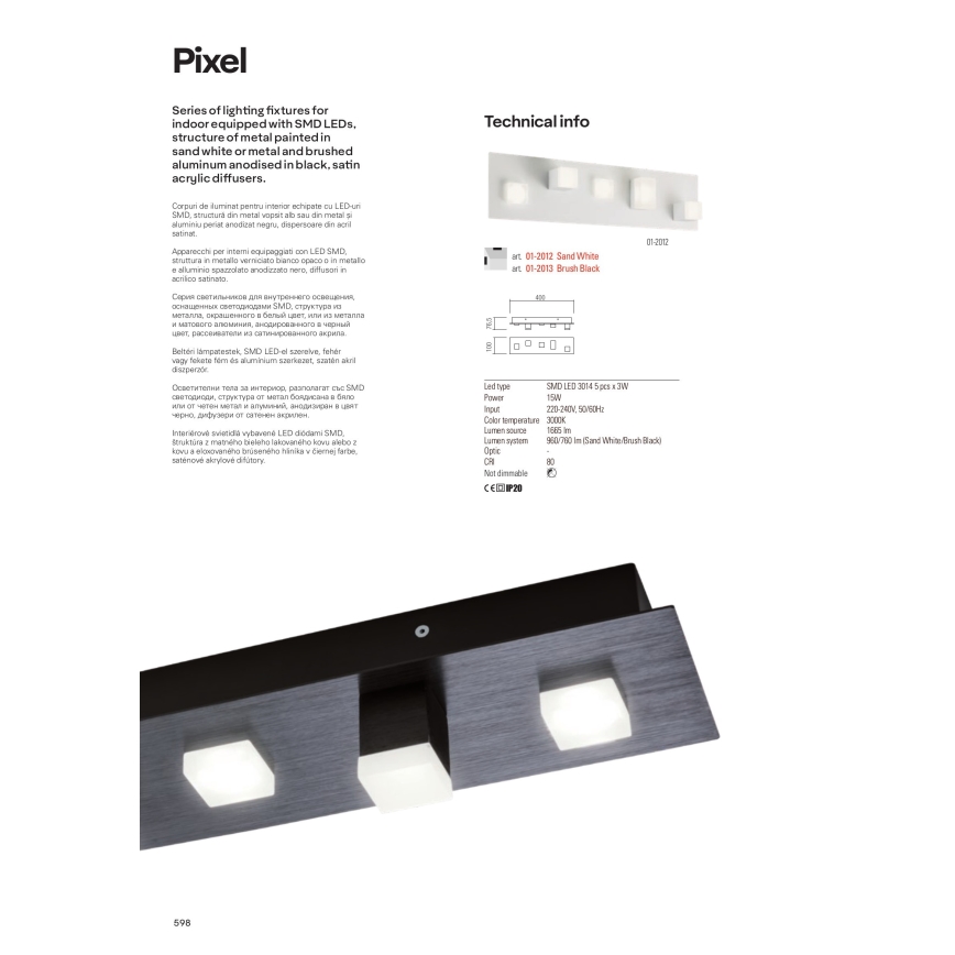 Redo 01-2016 - LED-kattovalaisin PIXEL LED/48W/230V 3000K 45x45 cm valkoinen