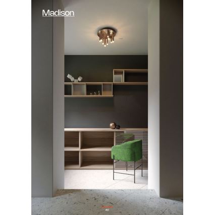 Redo 01-2039 - LED-kattovalaisin MADISON 9xLED/4W/230V kulta