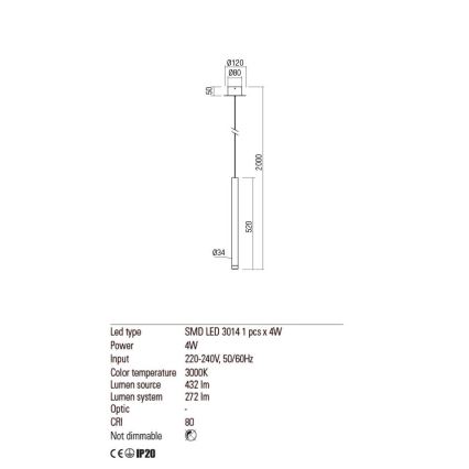 Redo 01-2045 - LED-kattokruunu johdossa MADISON LED/4W/230V musta