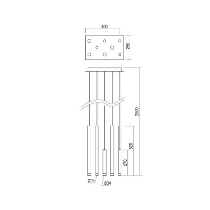 Redo 01-2047 - LED-kattokruunu johdossa MADISON 8xLED/4W/230V kupari