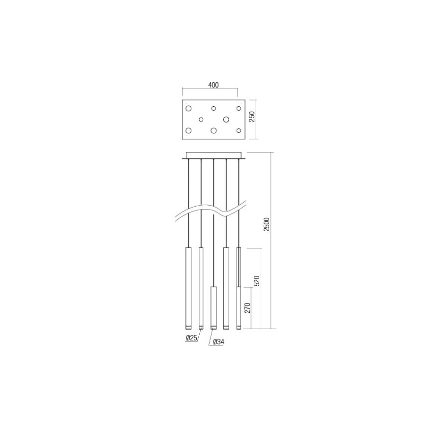 Redo 01-2047 - LED-kattokruunu johdossa MADISON 8xLED/4W/230V kupari