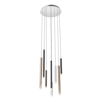 Redo 01-2053 - LED-kattokruunu johdossa MADISON 8xLED/4W/230V kiiltävä kromi/musta/kupari