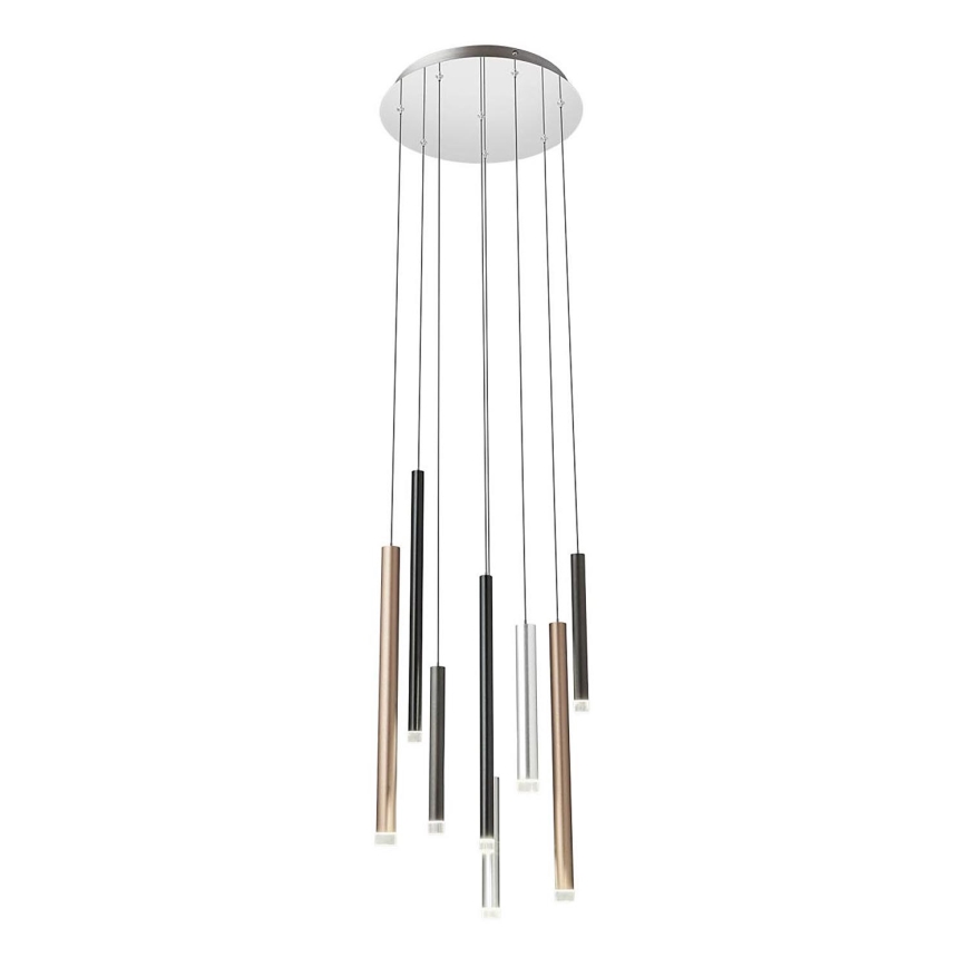 Redo 01-2053 - LED-kattokruunu johdossa MADISON 8xLED/4W/230V kiiltävä kromi/musta/kupari