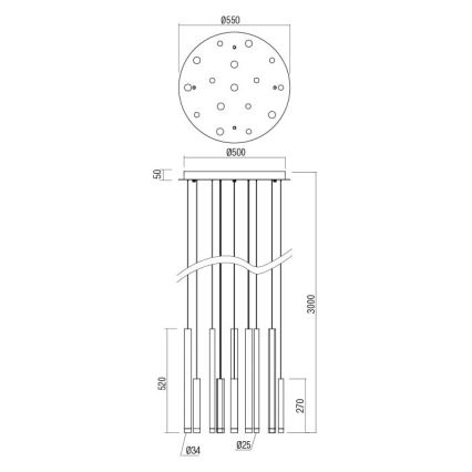 Redo 01-2059 - LED-kattokruunu johdossa MADISON 16xLED/4W/230V kupari