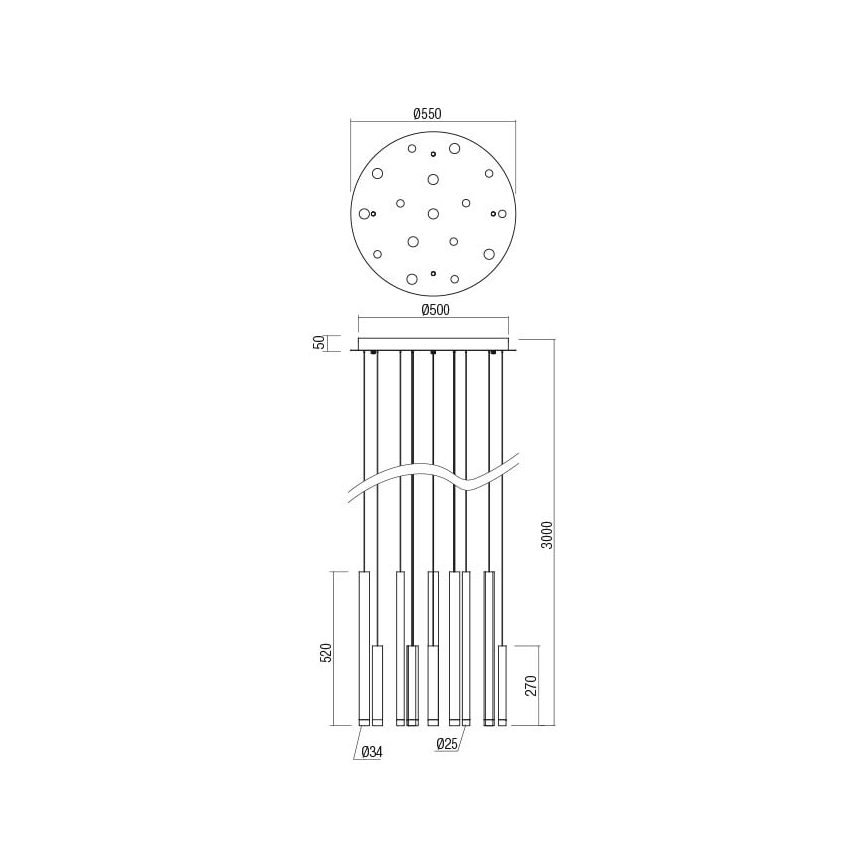 Redo 01-2059 - LED-kattokruunu johdossa MADISON 16xLED/4W/230V kupari