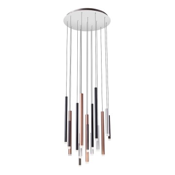 Redo 01-2061 - LED-kattokruunu johdossa MADISON 16xLED/4W/230V kiiltävä kromi/musta/kupari