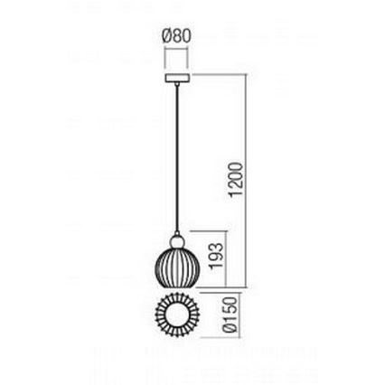 Redo 01-2064 - Kattokruunu johdossa PLUMEN 1xE14/40W/230V halkaisija 15 cm kupari