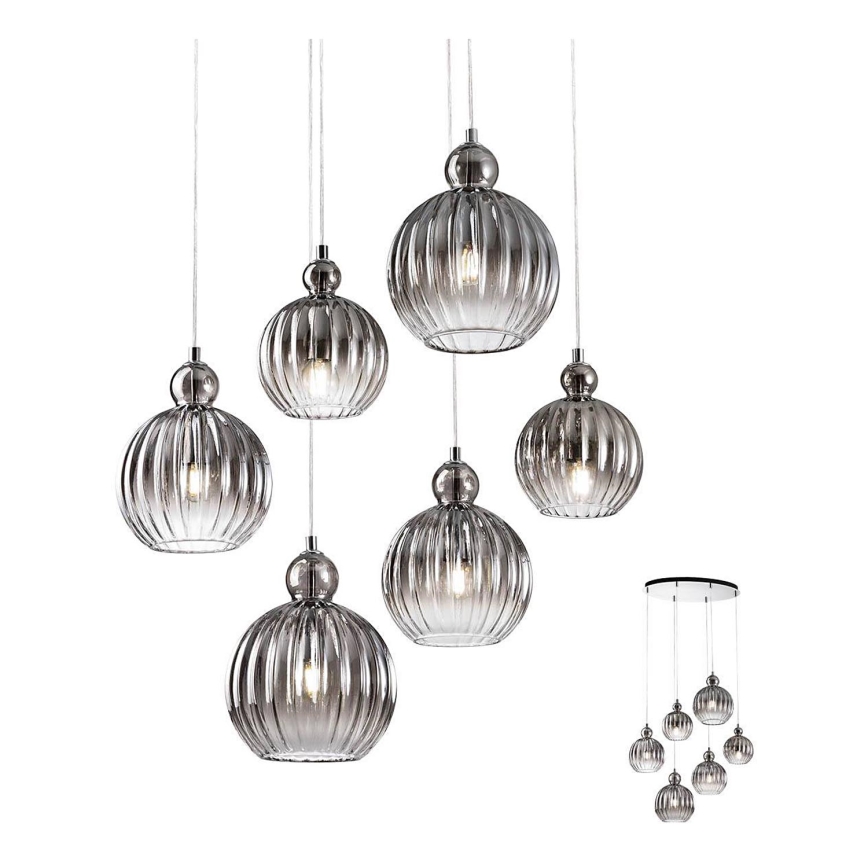 Redo 01-2069 - Kattokruunu johdossa PLUMEN 6xE14/42W/230V harmaa